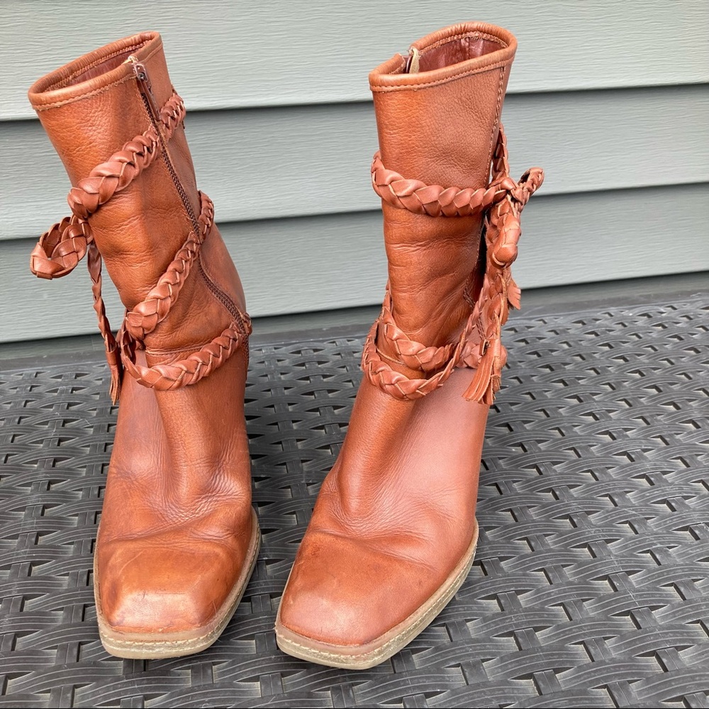 Vince Camuto Leather Braided Wedge Boot